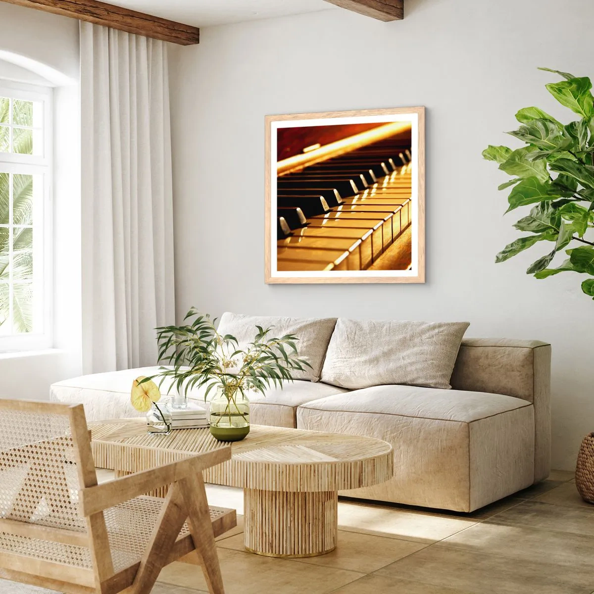 Poster în ramă de stejar deschis - Posibilități nelimitate - 40x40 cm