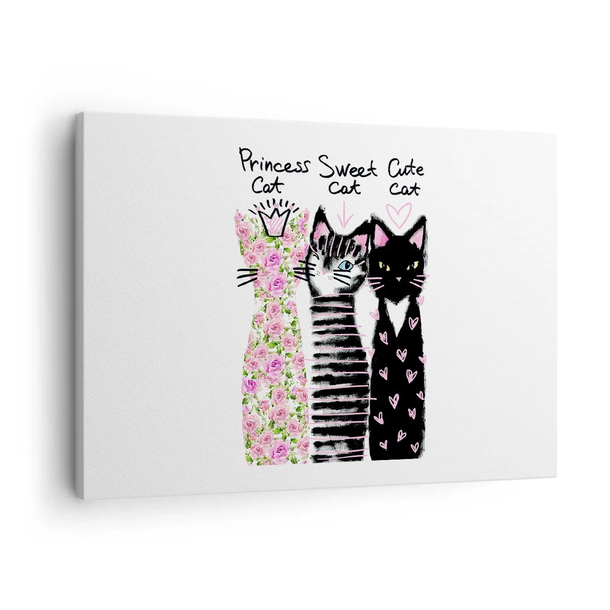 Tablou pe pânză Canvas - Trei pisici cu diverse modele artistice - 70x50cm - Trei pisici - Decorațiune modernă pentru perete pentru living și dormitor ARTTOR