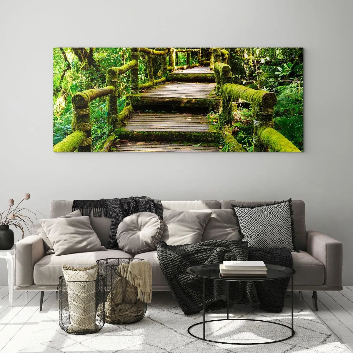 Tablou pe sticlă - Coridorul verde - 90x30 cm