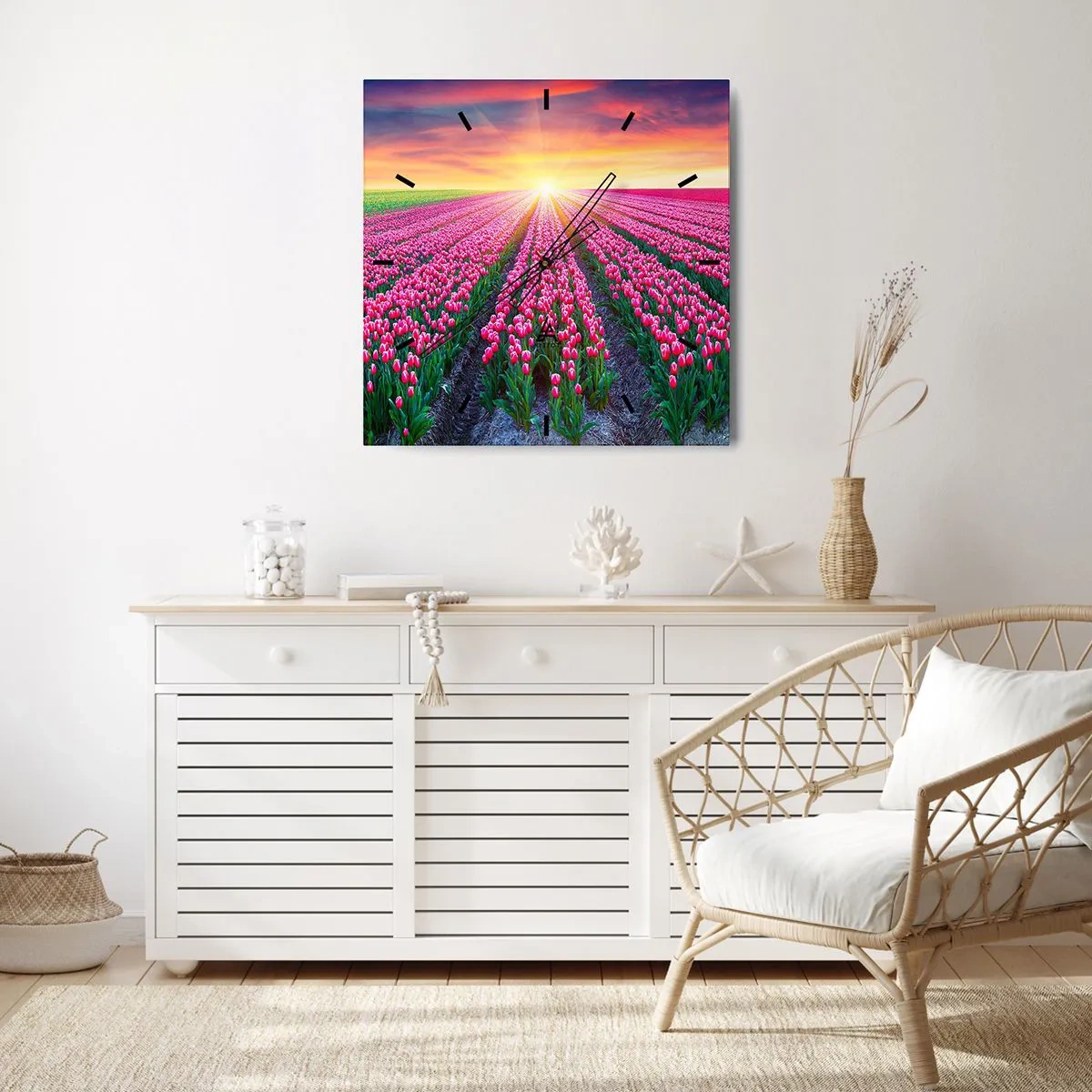 Ceas de perete - Ceas pe sticlă - Ferma de frumusețe - 40x40 cm