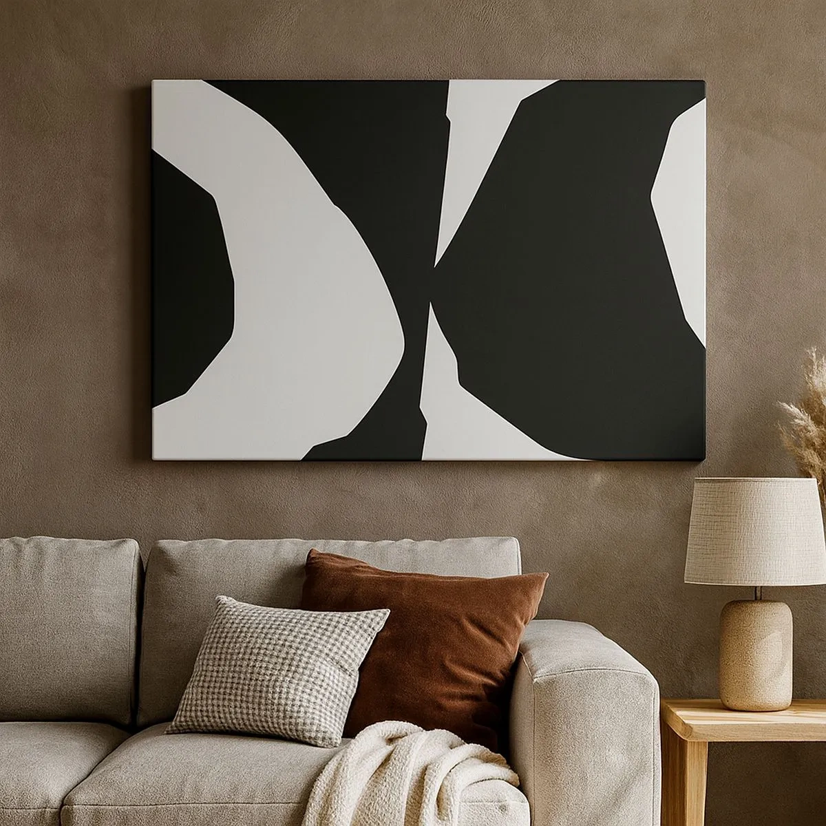 Tablou pe pânză Canvas - Model abstract de contrast în alb și negru - 70x50cm - Pozitiv -negativ - Decorațiune modernă pentru perete pentru living și dormitor ARTTOR