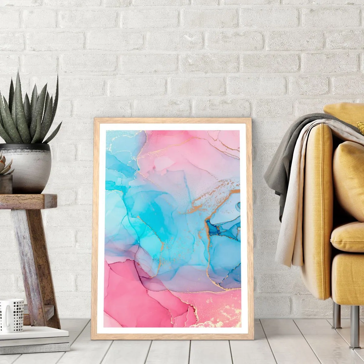 Poster în ramă de stejar deschis - Întâlnire și întrepătrundere - 61x91 cm