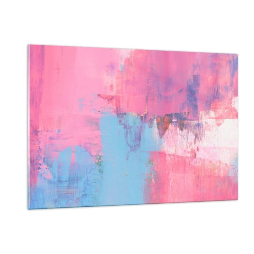 Tablou pe sticlă - Roz, albastru și un strop de lumină - 120x80 cm