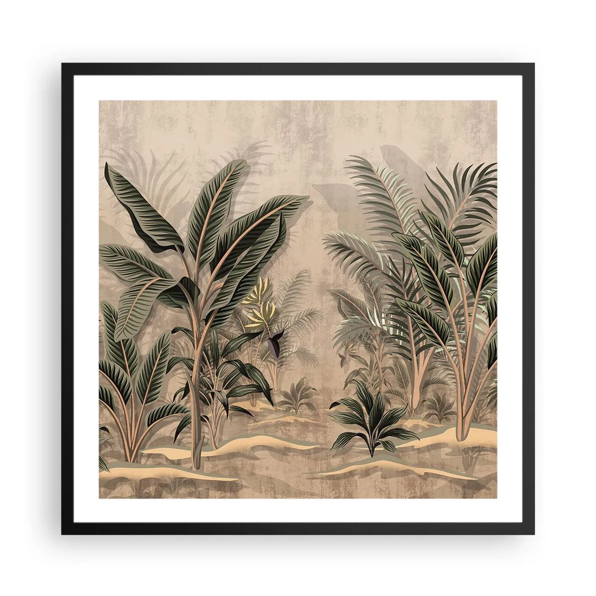 Poster în ramă neagră - Gravură în stil colonial - 60x60 cm