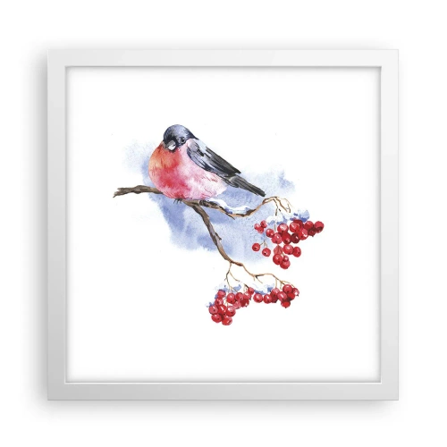 Poster în ramă albă - Iarna în culori - 30x30 cm