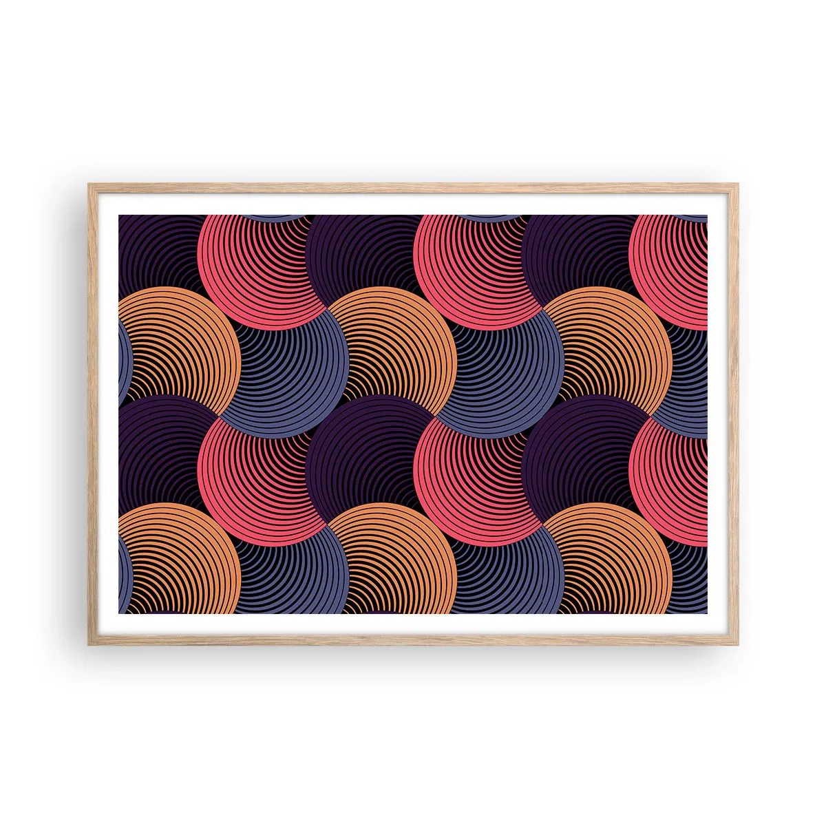 Poster în ramă de stejar deschis - Într-un ritm de cerc - 100x70 cm
