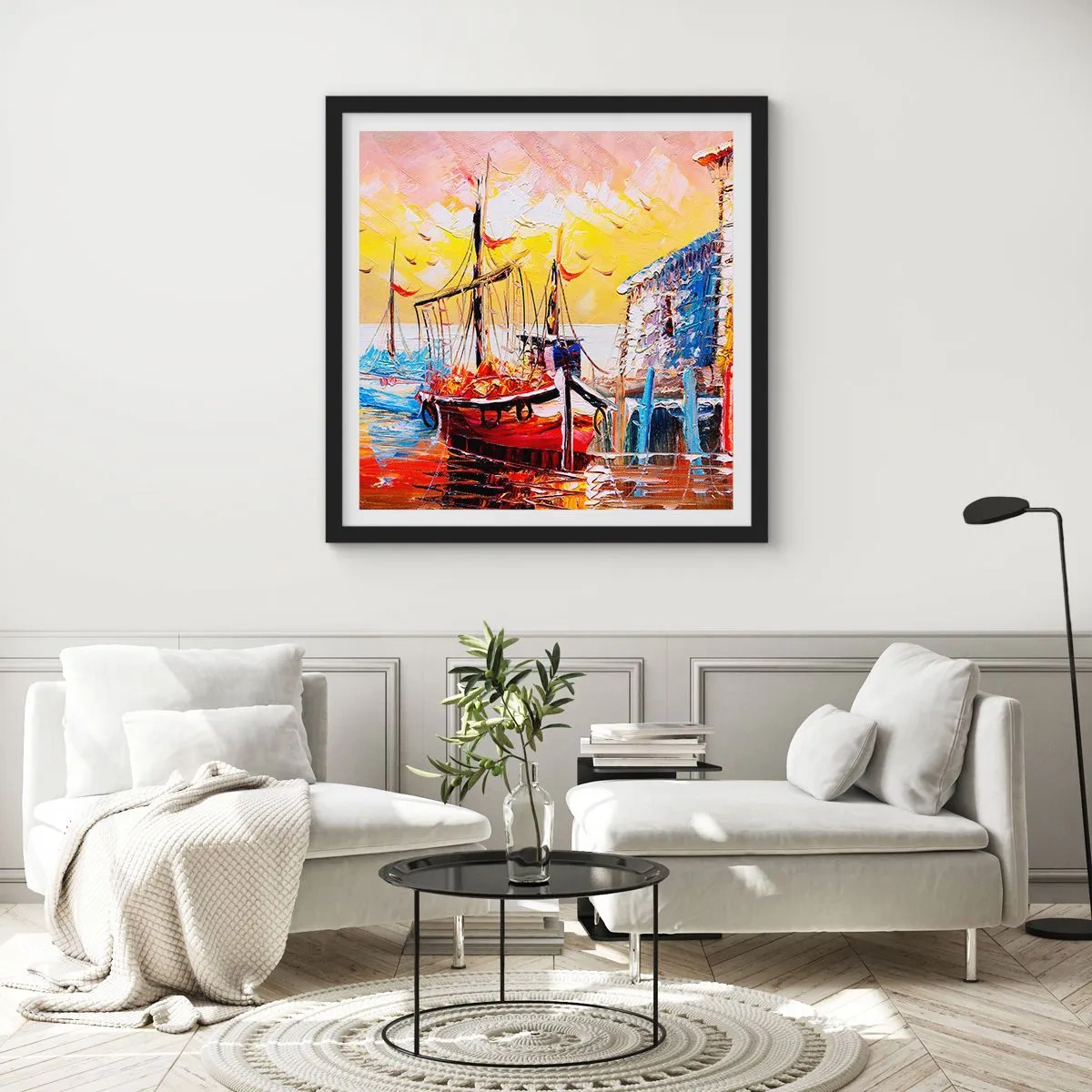 Poster în ramă neagră - Întoarcere fericită - 60x60 cm