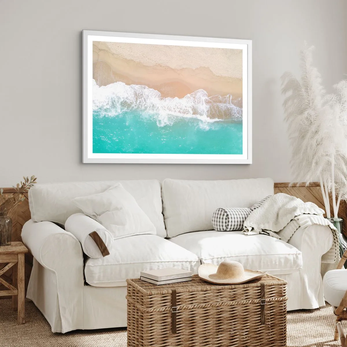 Poster în ramă albă - Atingere mângâietoare - 91x61 cm