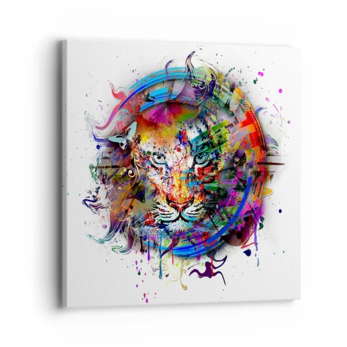 Tablou pe pânză - Ascunzându-se în spatele voalului curcubeu - 40x40 cm