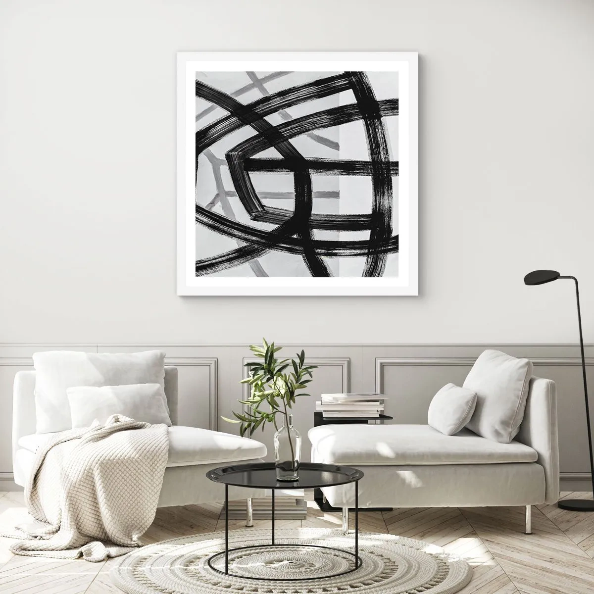 Poster în ramă albă - Construind adâncimea - 30x30 cm