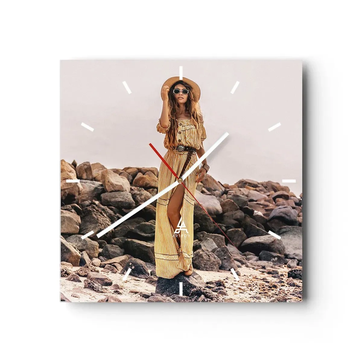 Ceas de perete - Ceas pe sticlă - Magia pietrelor - 30x30 cm