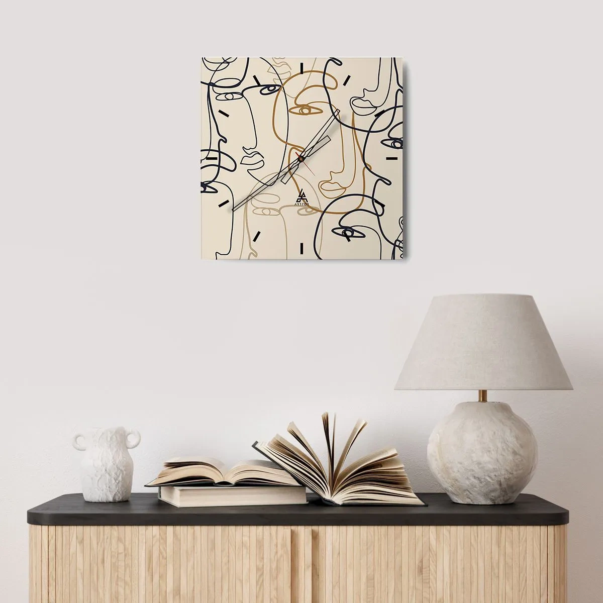 Ceas de perete - Ceas pe sticlă - Portret multiplicat - 30x30 cm