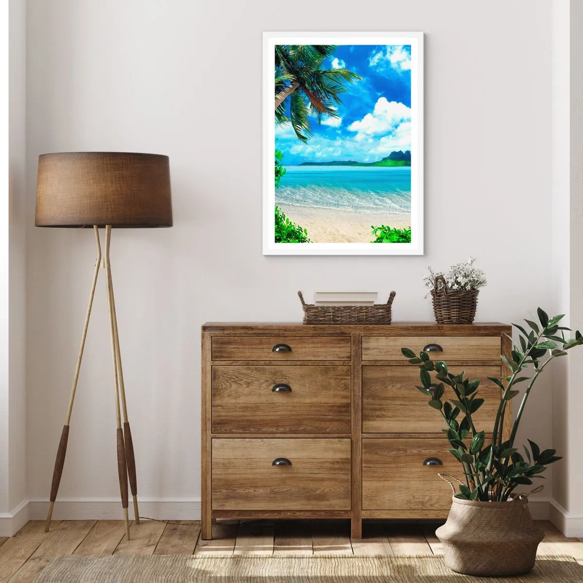Poster în ramă albă - Azur de la tropice - 61x91 cm