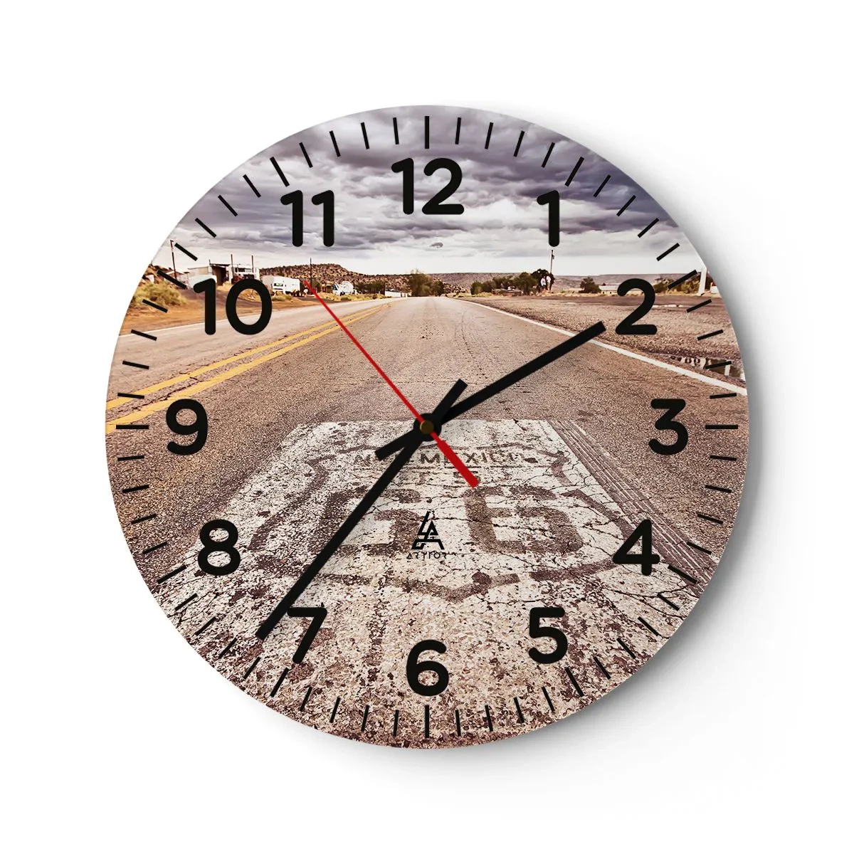 Ceas de perete - Ceas pe sticlă - Mother Road - o legendă americană - 30x30 cm