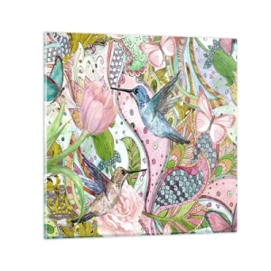 Tablou pe sticlă - Încurcat în viță de vie - 30x30 cm