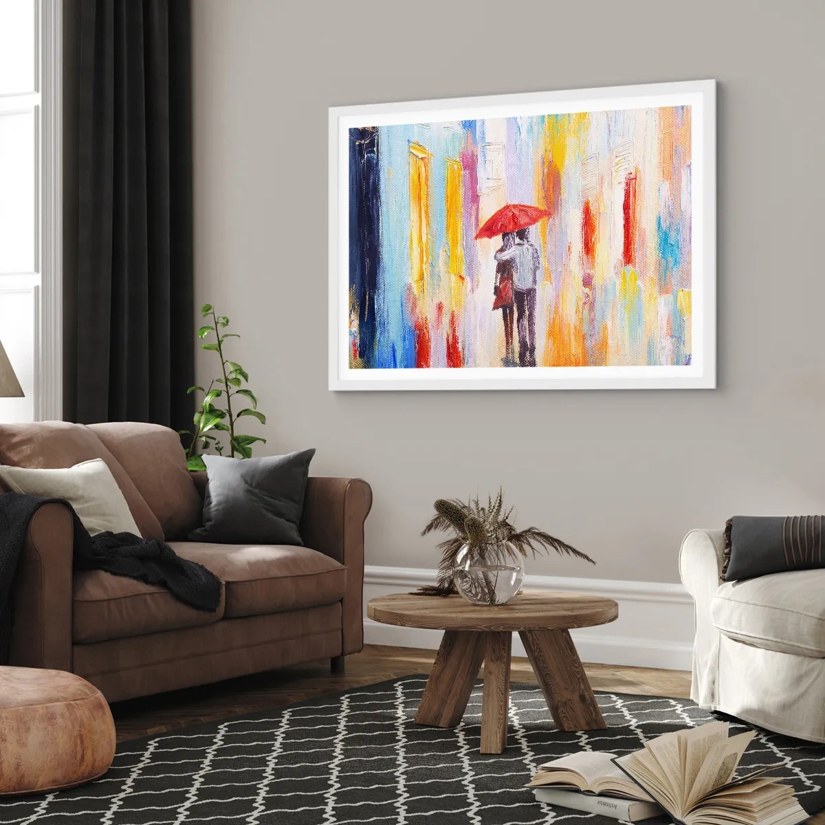 Poster în ramă albă - Să plouă în continuare - 100x70 cm