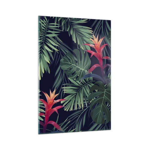 Tablou pe sticlă - Flacăra verde - 80x120 cm