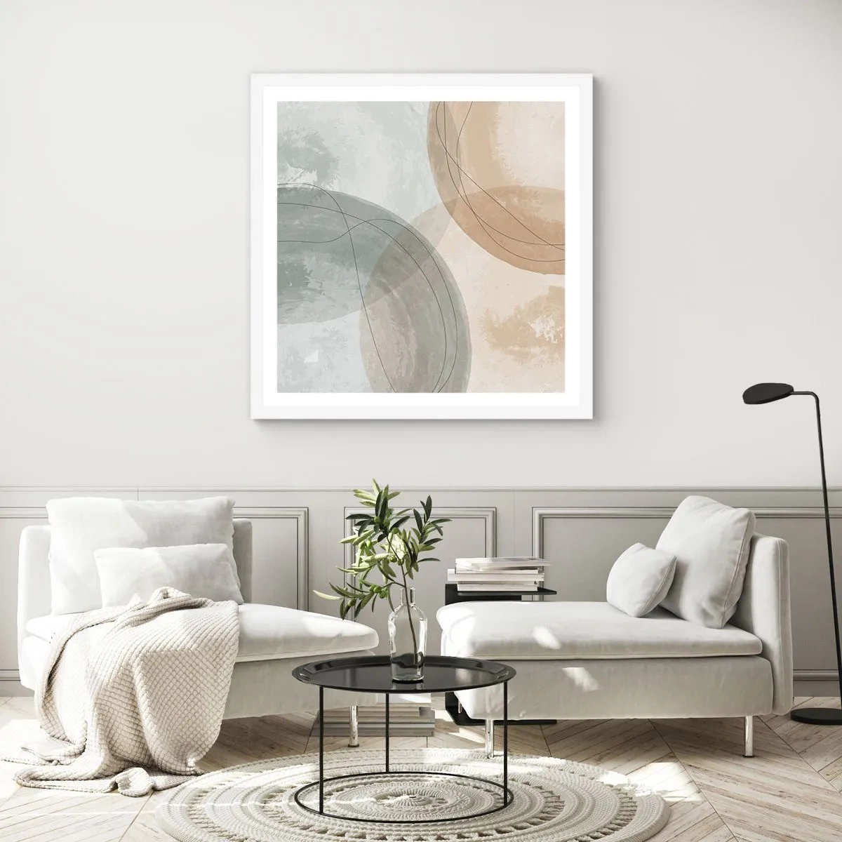 Poster în ramă albă - Întrepătrunderea lumilor - 30x30 cm