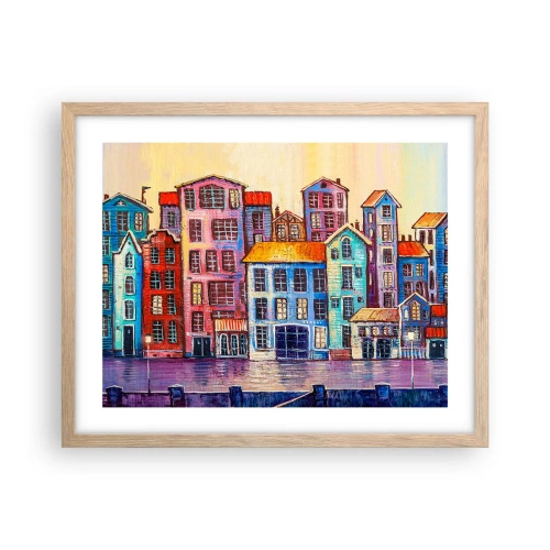 Poster în ramă de stejar deschis - Un oraș ca în basm - 50x40 cm
