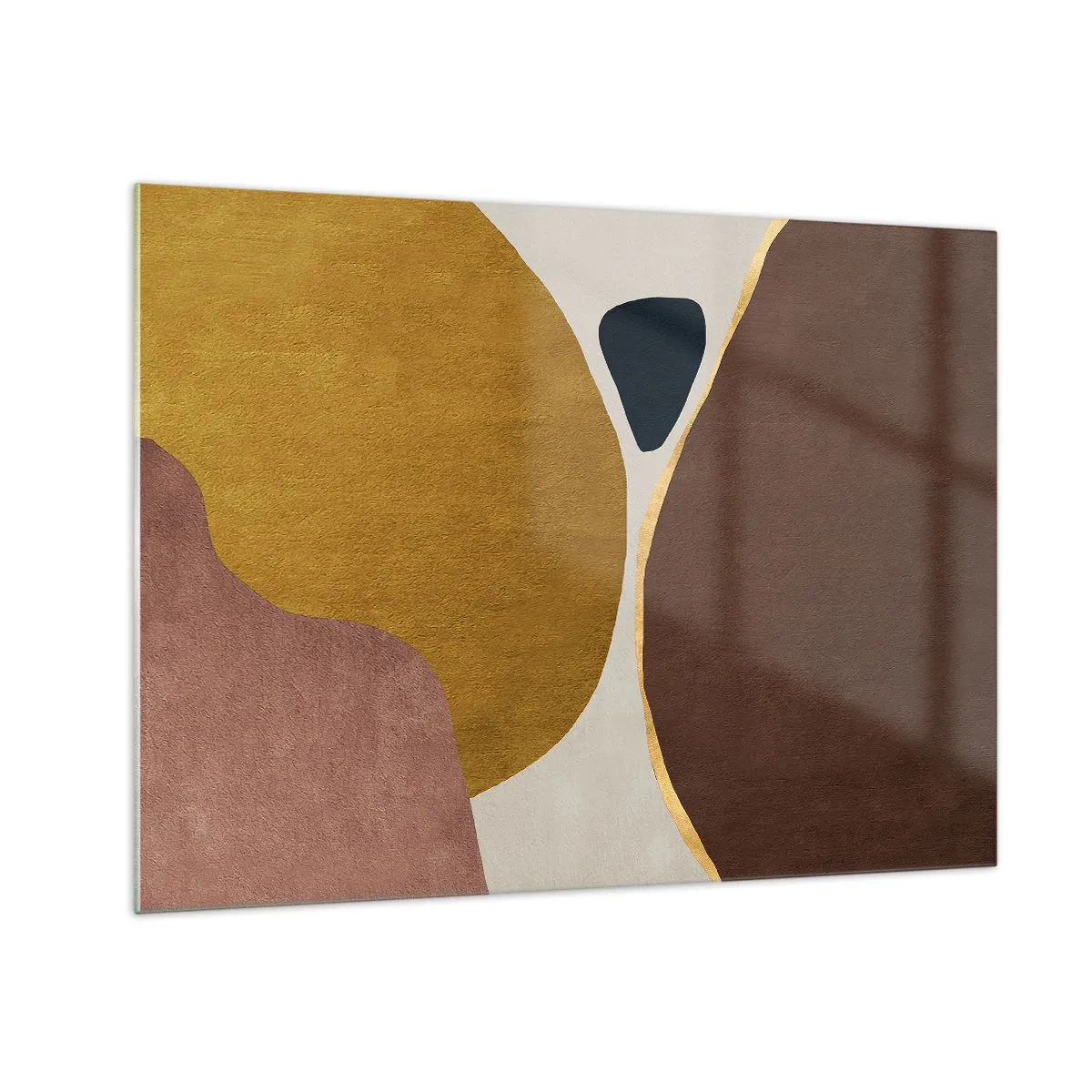 Tablou pe sticlă - O compoziție minimalistă de forme abstracte - 70x50cm - Abstracție - un loc în spațiu - Decorațiune modernă pentru perete pentru living și dormitor ARTTOR