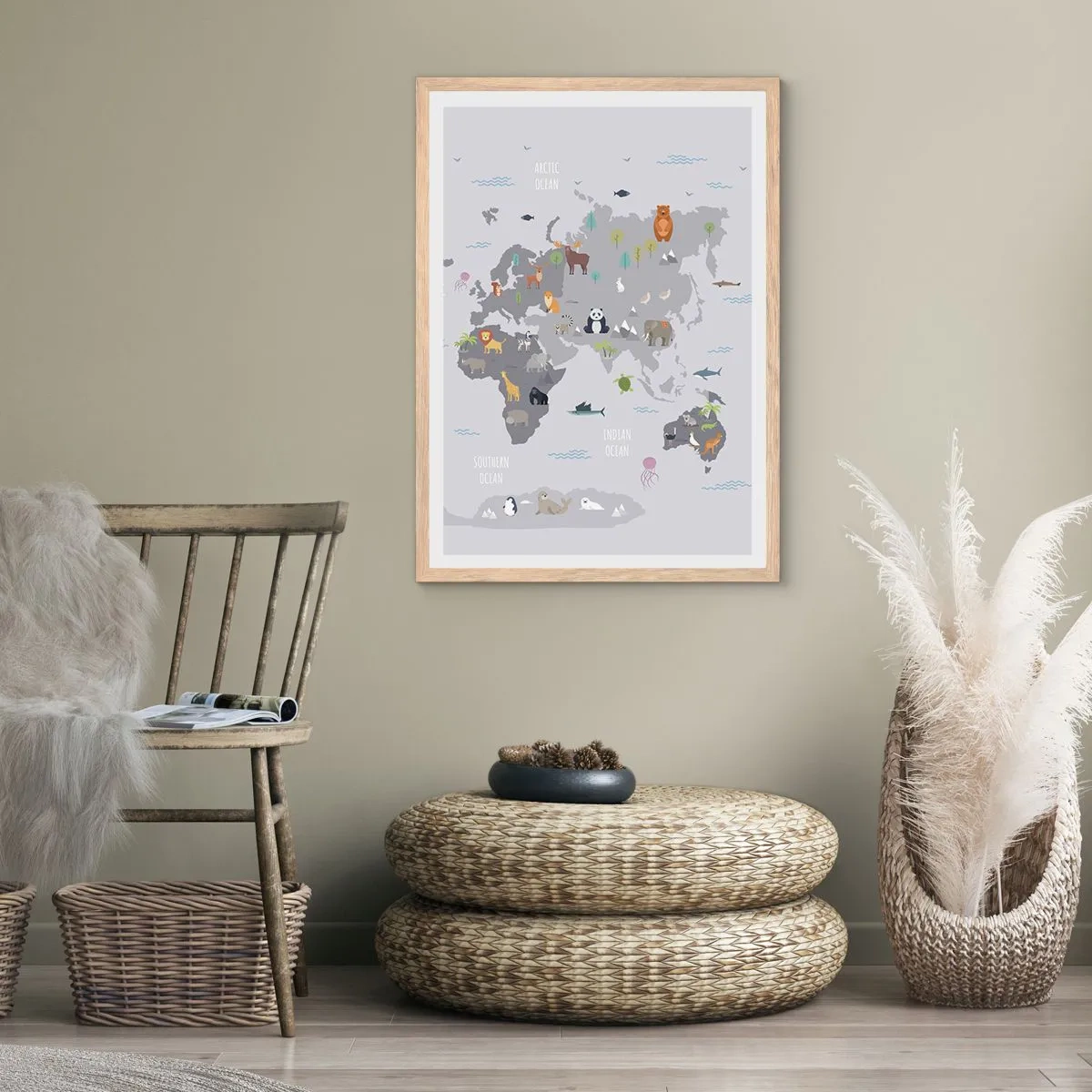 Poster în ramă de stejar deschis - Spune-mi de unde ești... - 50x70 cm