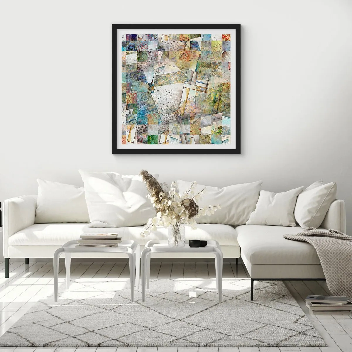 Poster în ramă neagră - Remaniere geometrică - 60x60 cm