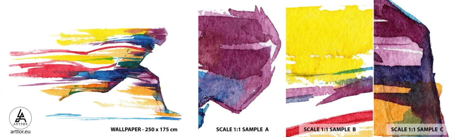 Mostră de Tapet Standard Eco - Alergând peste curcubeu - Abstracția, Sport, Alergător - 100x30 cm