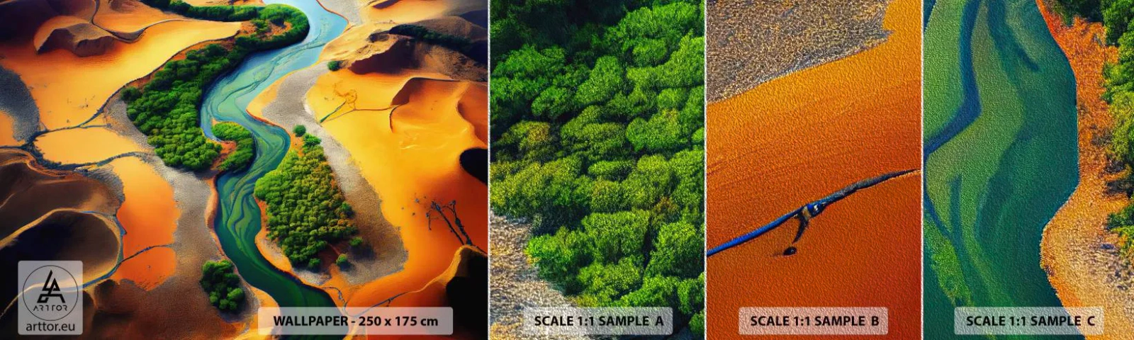 Mostră tapet Premium Sand - Râul care dă viață - Peisaj, Natură, Râu - 100x30 cm