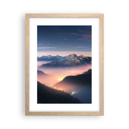 Poster în ramă de stejar deschis - Lumină în văi - 30x40 cm