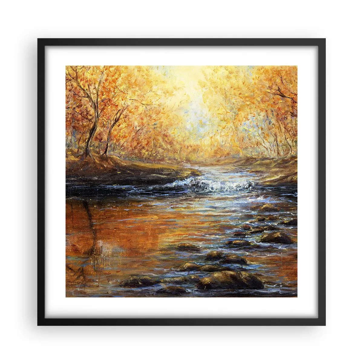 Poster în ramă neagră - Pârâul de aur - 50x50 cm