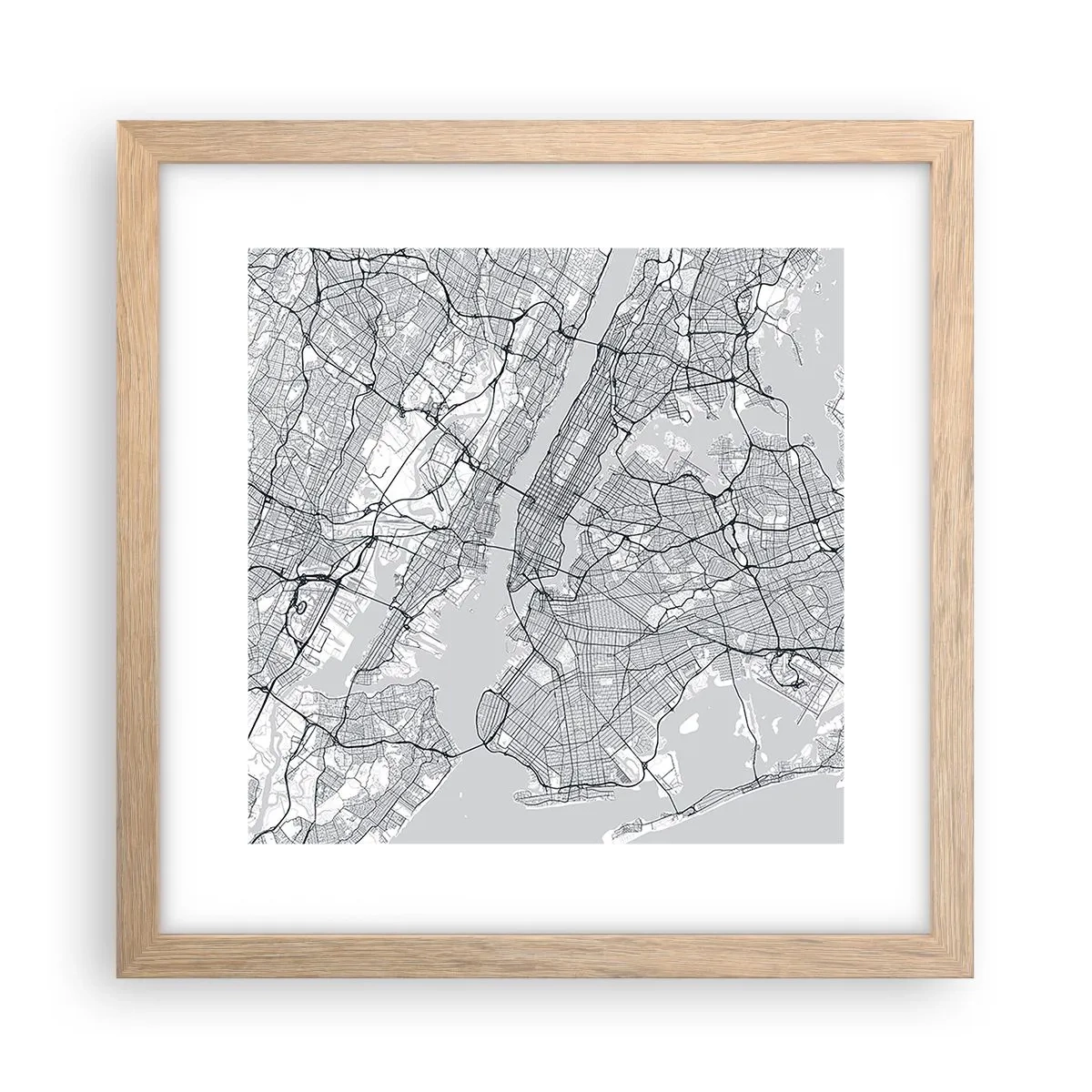 Poster în ramă de stejar deschis - Anatomia unei metropole - 30x30 cm