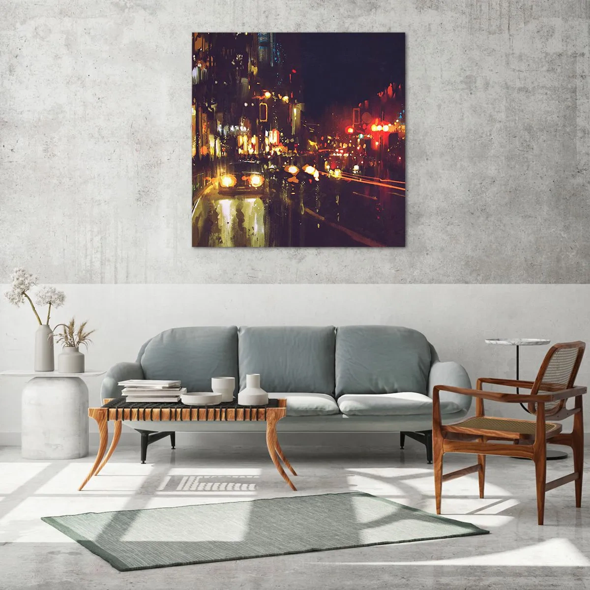 Tablou pe sticlă - Scufundat în lumina nopții - 70x70 cm