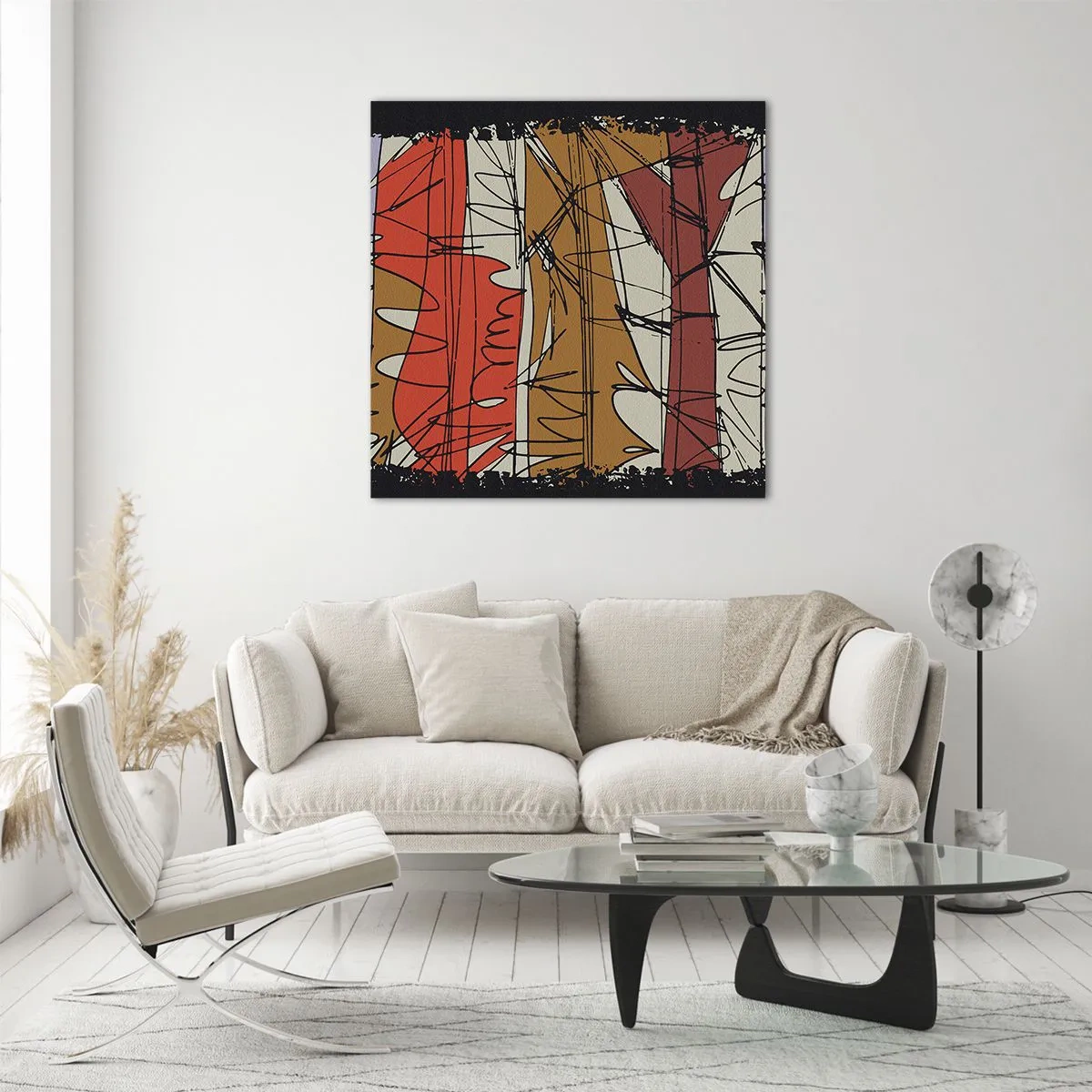 Tablou pe sticlă - Compoziție spontană - 30x30 cm