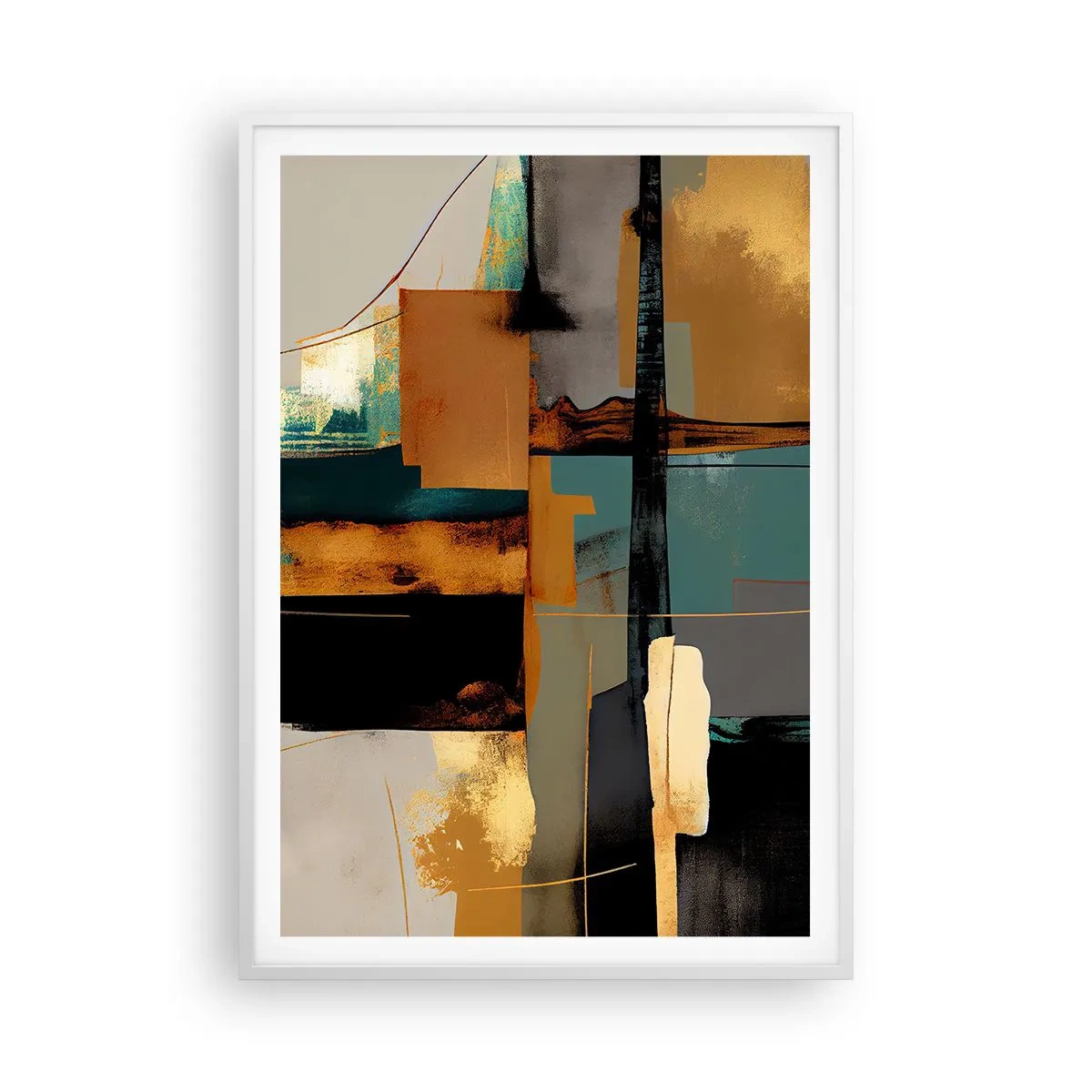 Poster în ramă albă - Abstracția - lumină și umbră - 70x100 cm