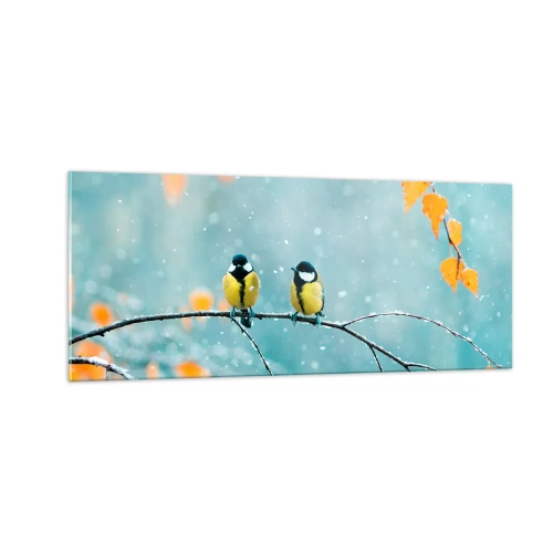 Tablou pe sticlă - Bârfele păsărilor - 100x40 cm