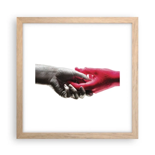 Poster în ramă de stejar deschis - Împreună, deși diferiți - 30x30 cm