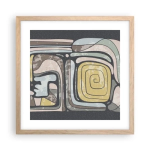 Poster în ramă de stejar deschis - Abstracție în spirit precolumbian - 40x40 cm