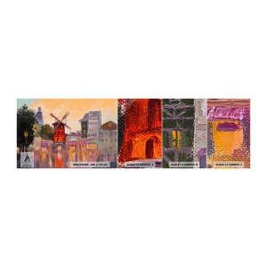 Mostră de Tapet Standard Eco - Icoane pariziene - Moulin Rouge - Paris, Ventilator, Moulin Rouge - 100x30 cm