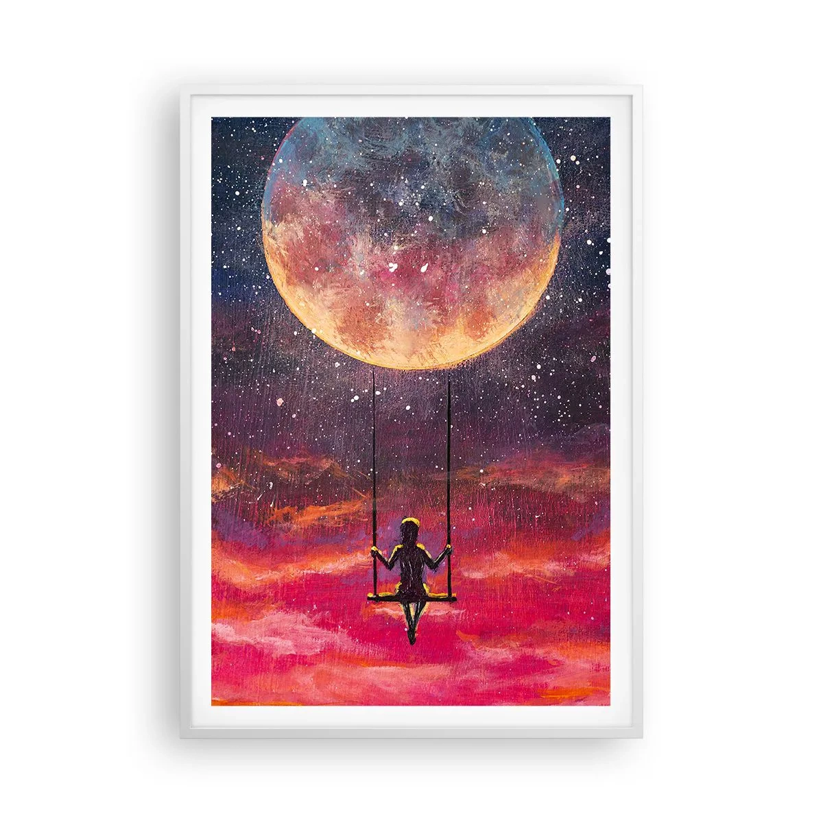 Poster în ramă albă - Cu capul în nori - 70x100 cm