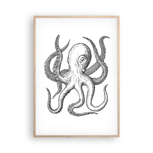 Poster în ramă de stejar deschis - Dansând cu valurile - 70x100 cm