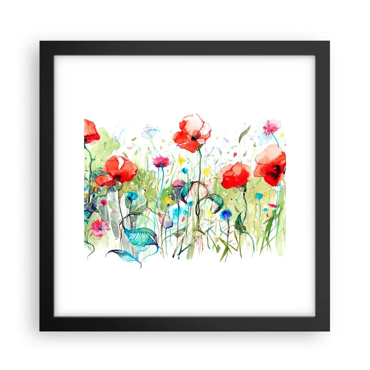 Poster în ramă neagră - O pajiște înflorită în luna mai - 30x30 cm