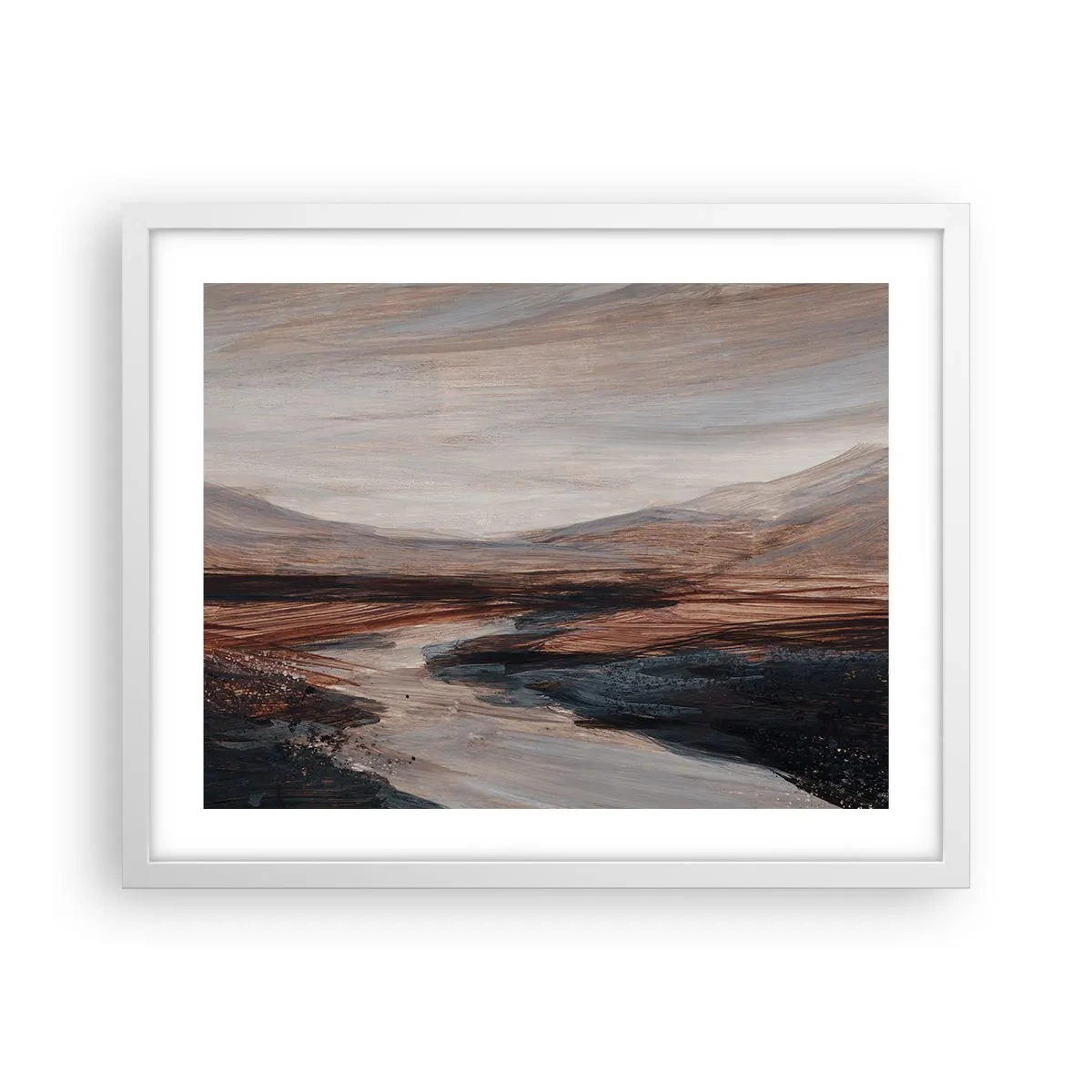 Poster în ramă albă - Valea liniștită - 50x40 cm