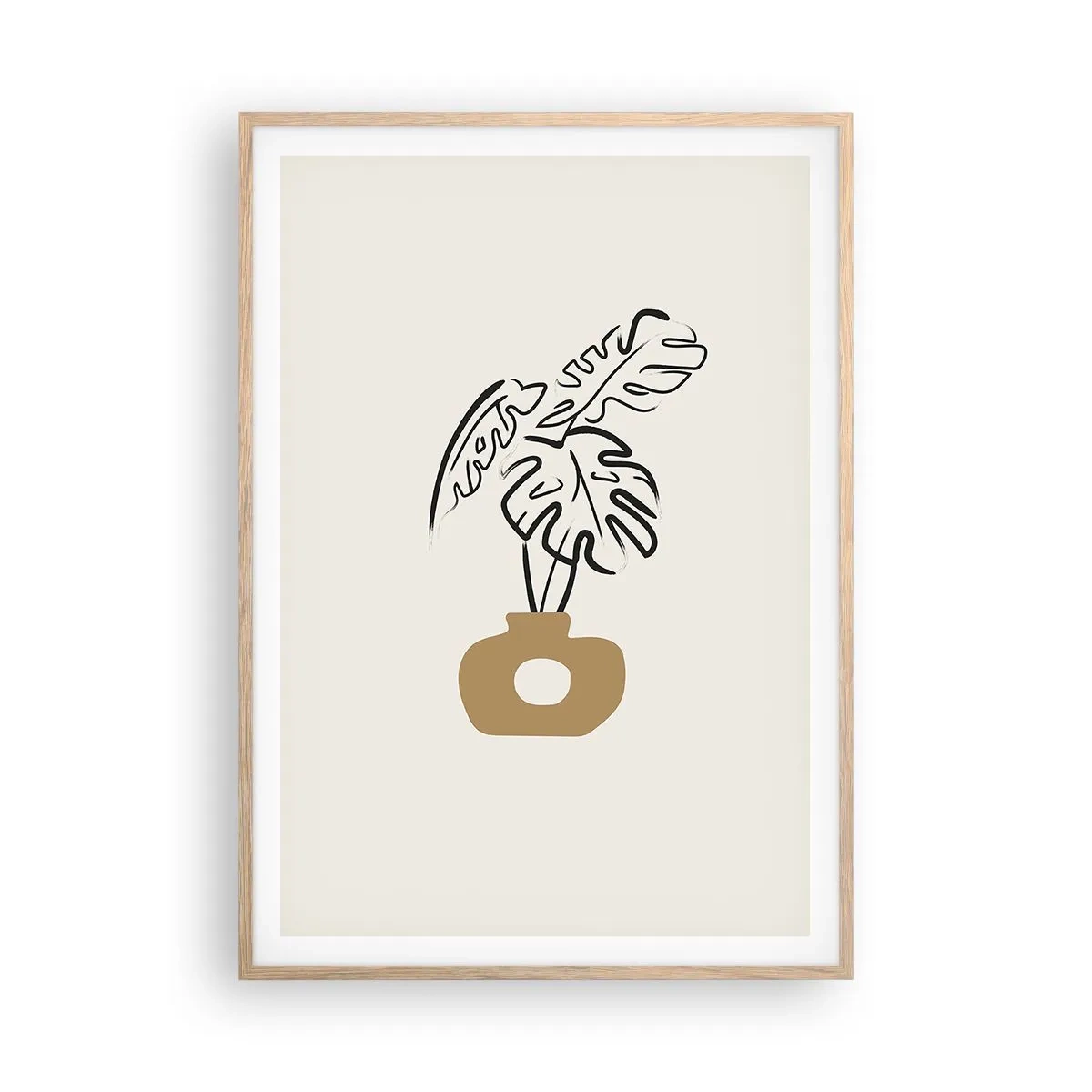 Poster în ramă de stejar deschis - Monstera - decorarea casei - 70x100 cm