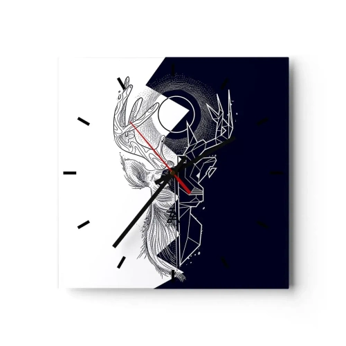 Ceas de perete - Ceas pe sticlă - Lupta și unitatea contrariilor - 30x30 cm