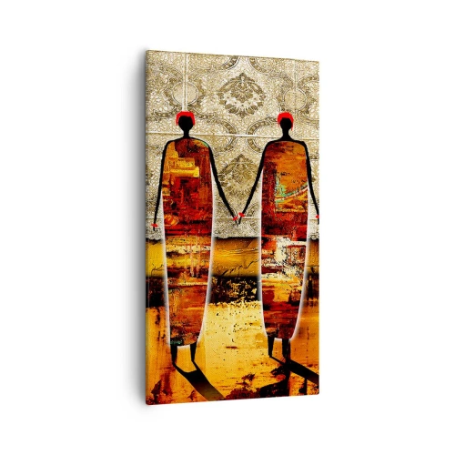 Tablou pe pânză - Compoziție etnică în culorile Africii - 55x100 cm