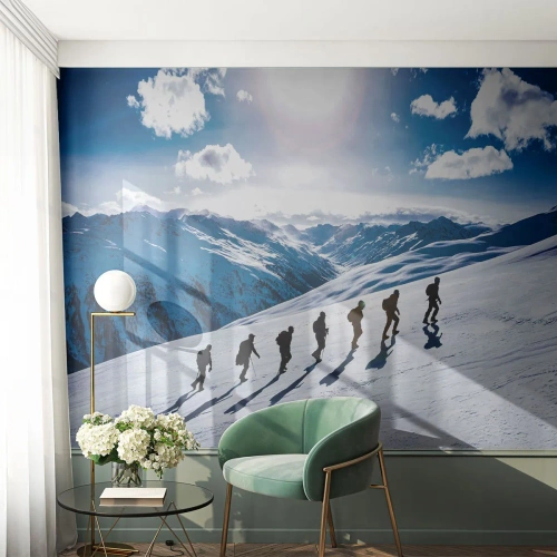 Tapet Premium Canvas - Echipa câștigătoare - Drumeție pe munte, Peisaj, Alpi - 350x256 cm