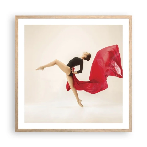 Poster în ramă de stejar deschis - Roșu și negru - 60x60 cm