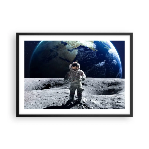 Poster în ramă neagră - Salutări de pe Lună - 70x50 cm