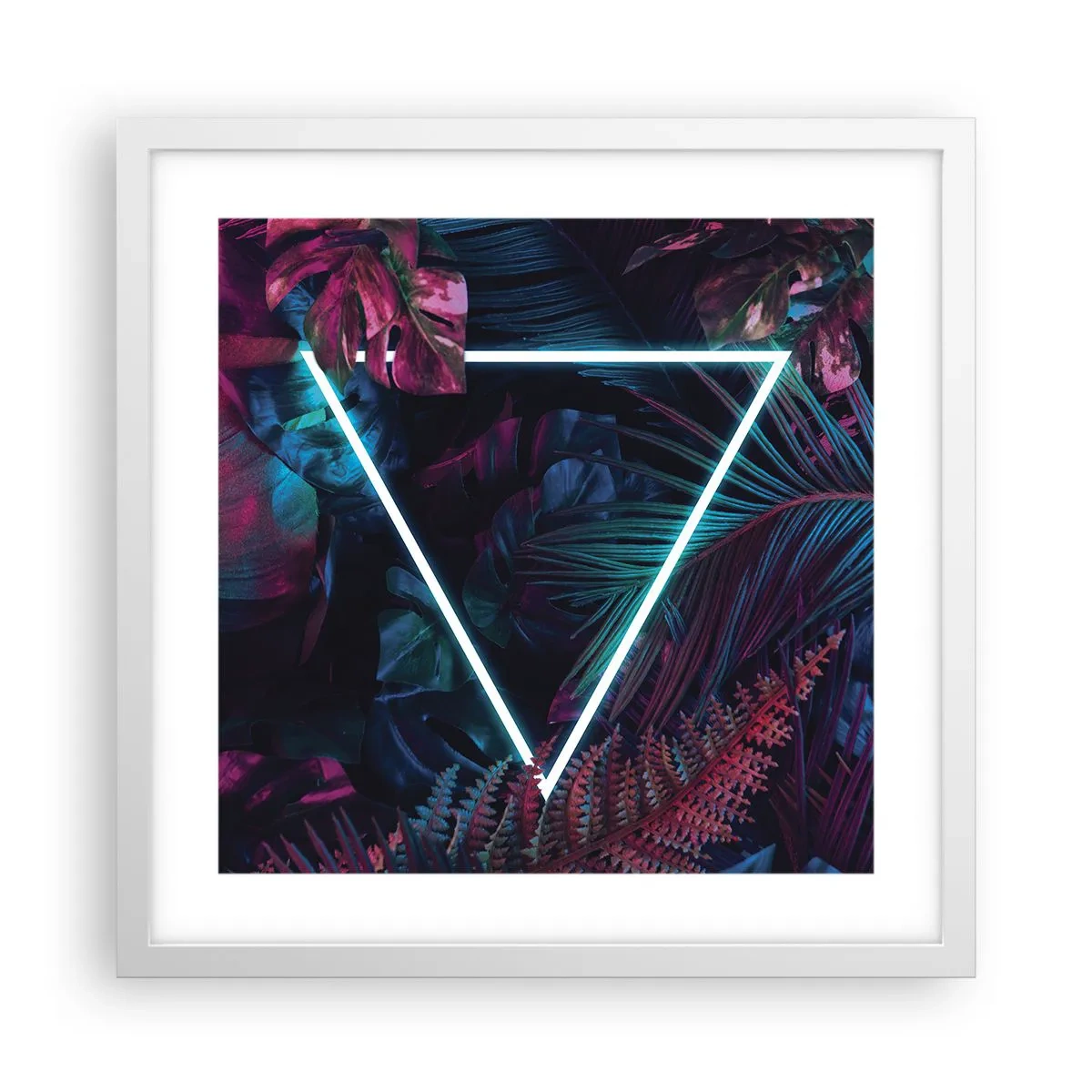 Poster în ramă albă - Grădină în stil disco - 40x40 cm