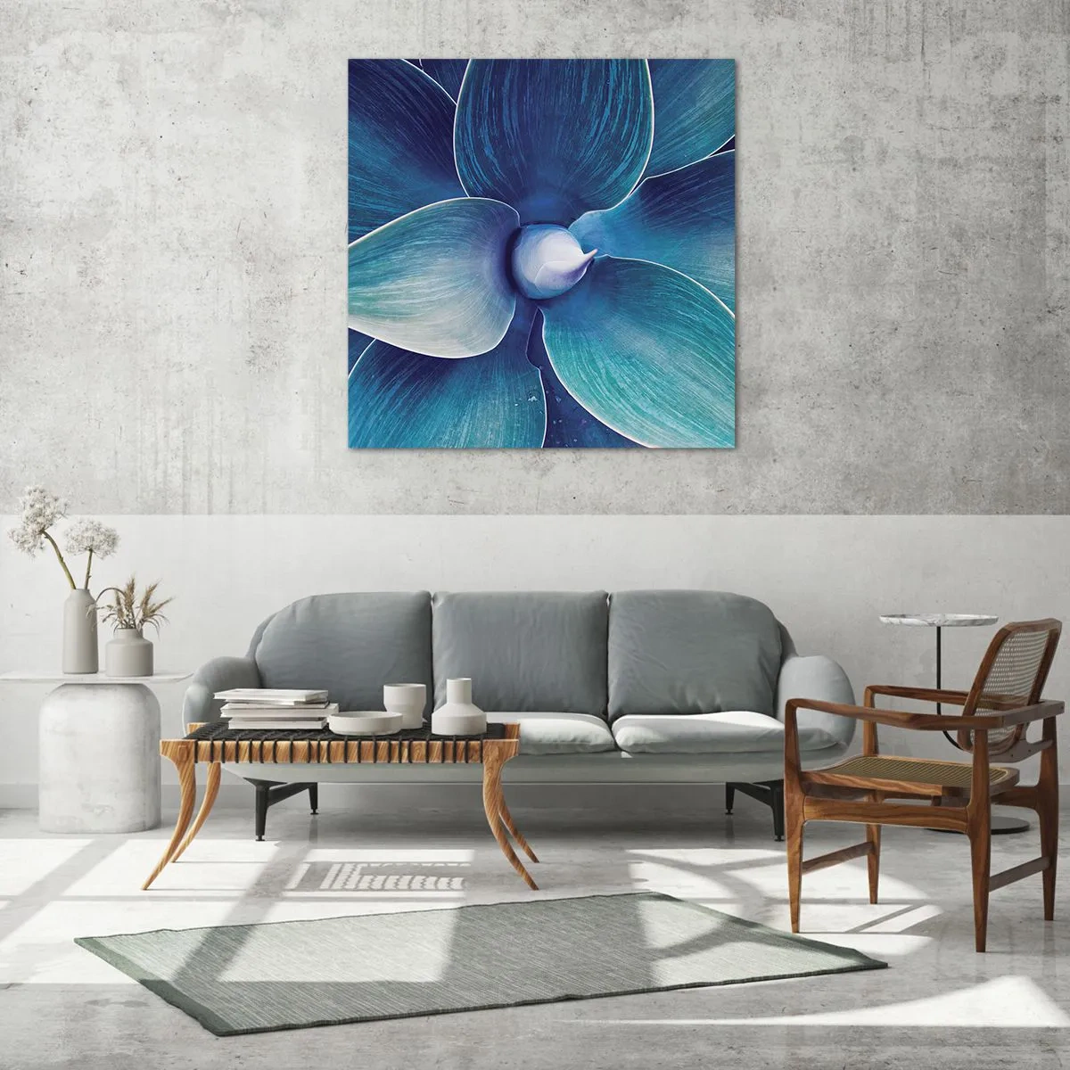 Tablou pe sticlă - A furat albastrul de la cer - 70x70 cm